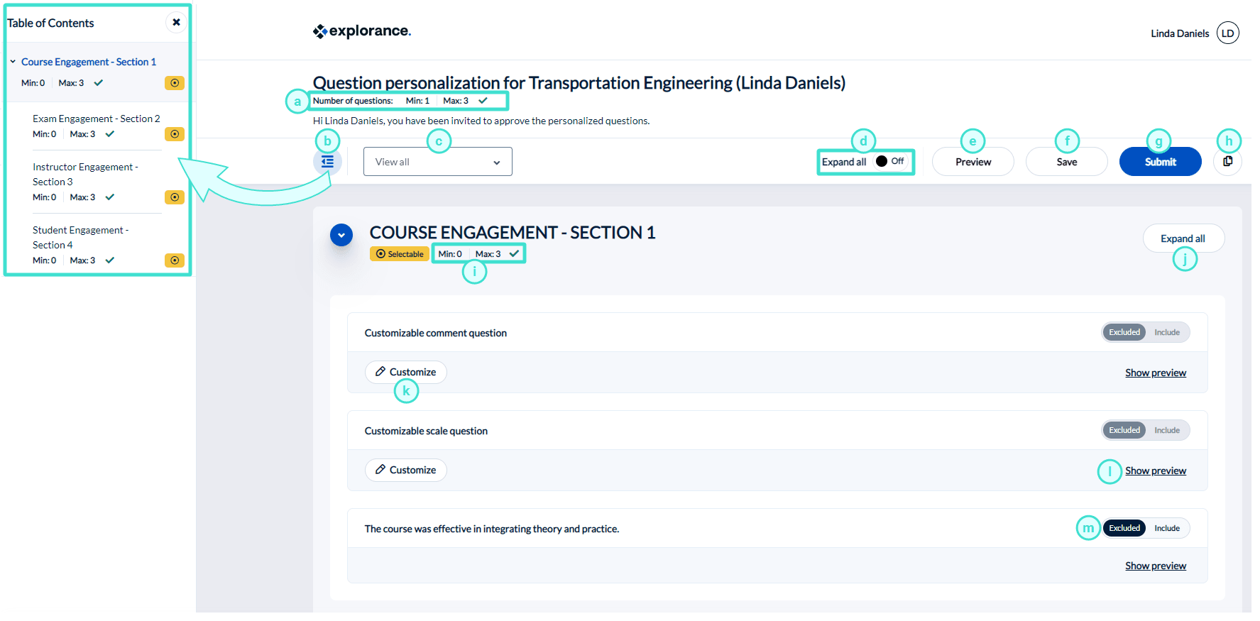 Question personalization task in desktop mode