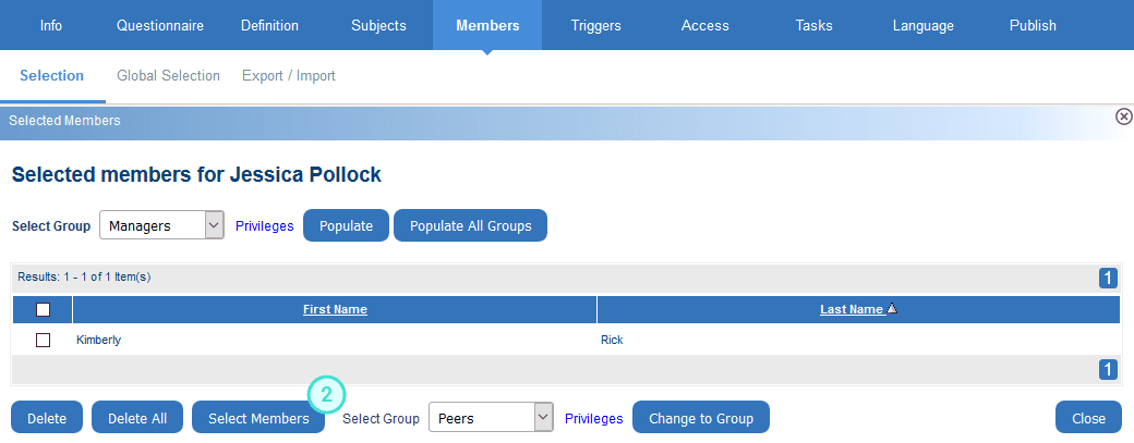 Manual selection of group members