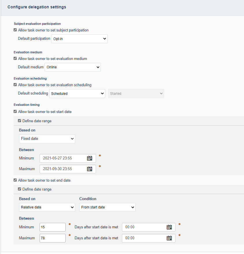 Configure delegation settings