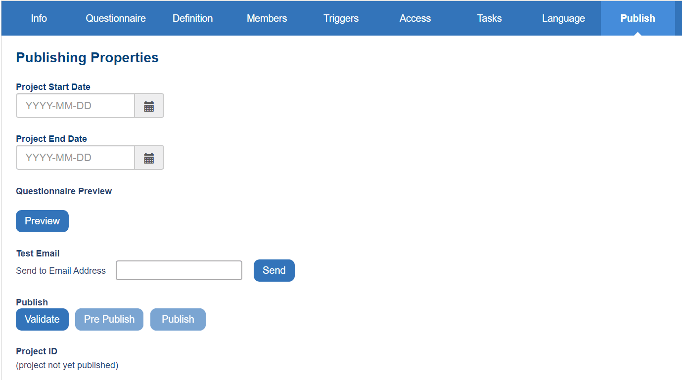 Project publish properties