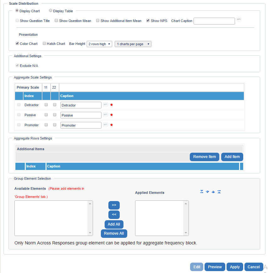Scale distribution report block settings