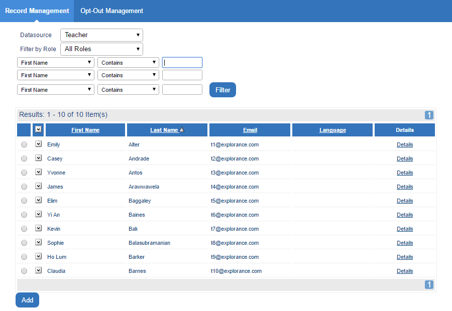 Record management listing