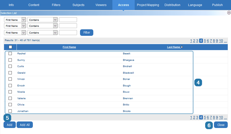 Select list of report managers