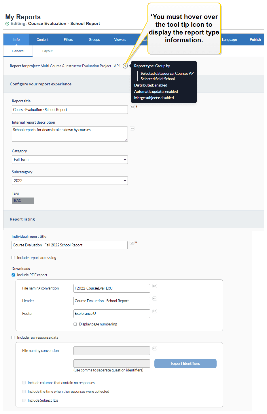 Reports Info General