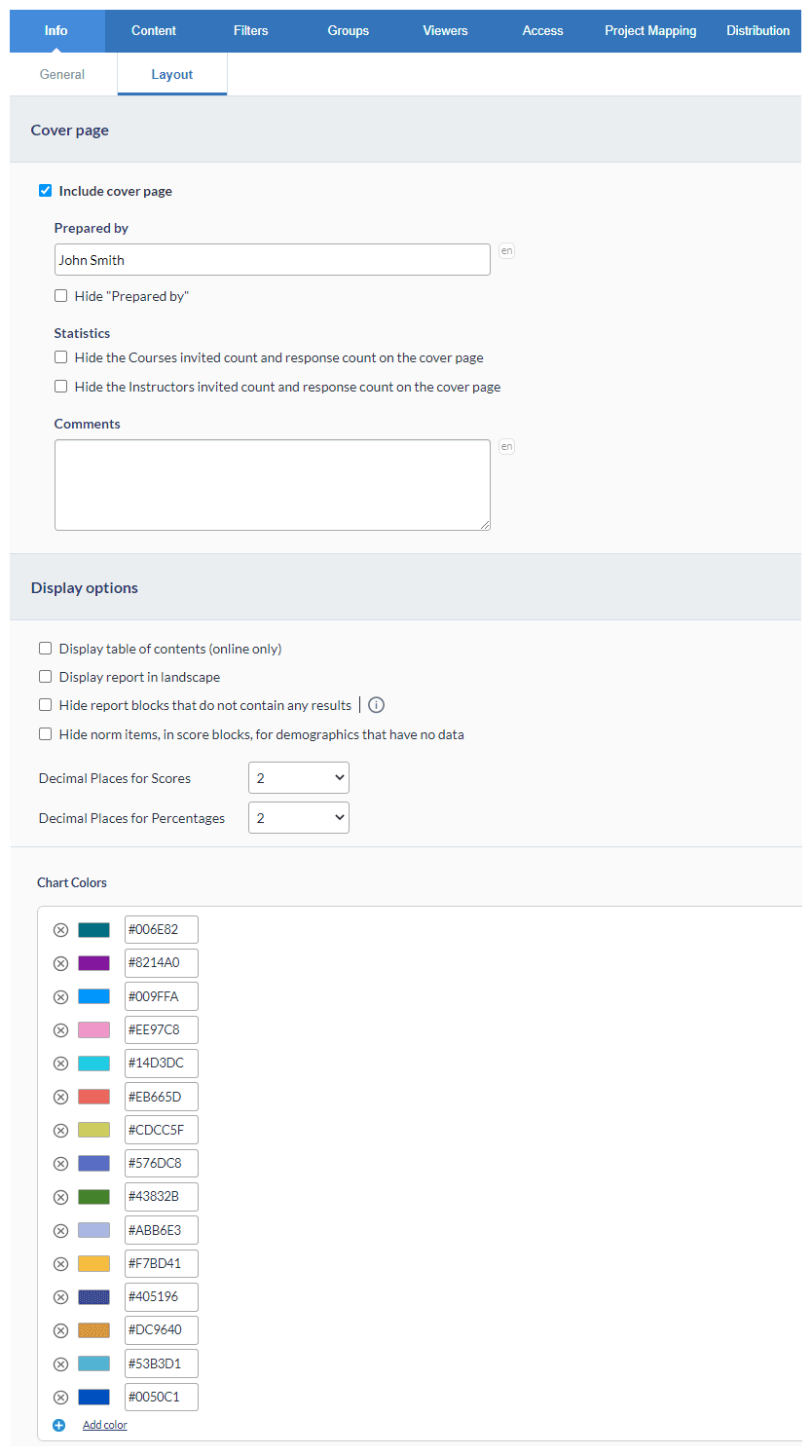 Report info layout