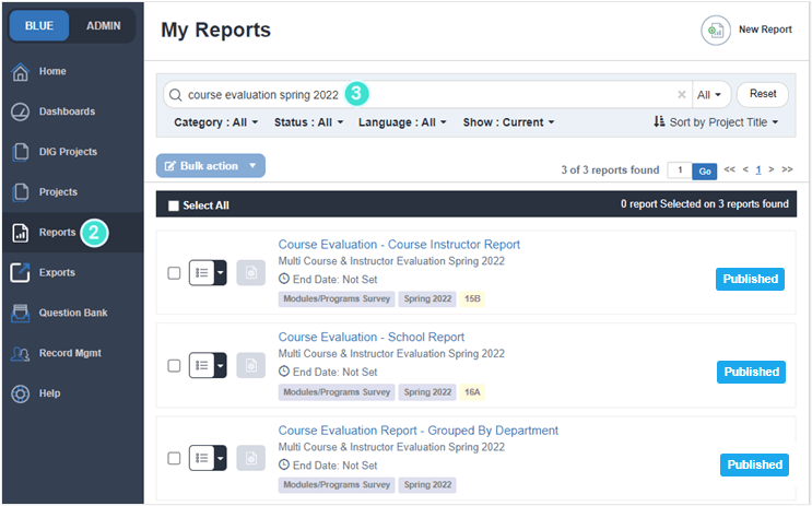 Search for the previous reports