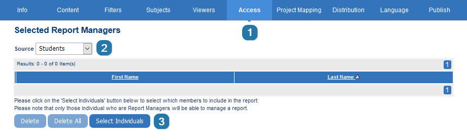 Select report managers