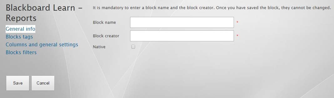 Report block general info settings