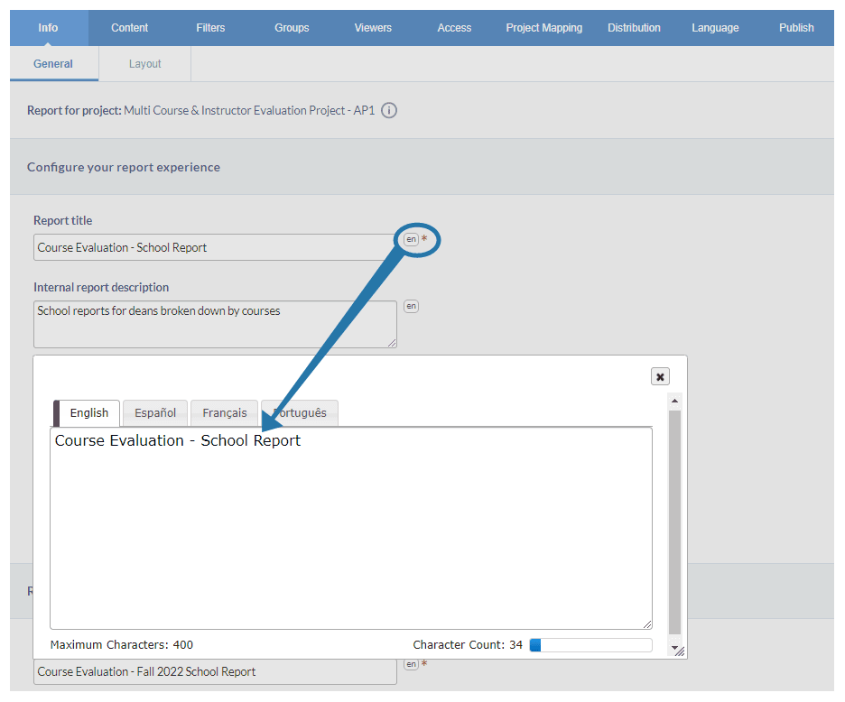reports multilingual in app