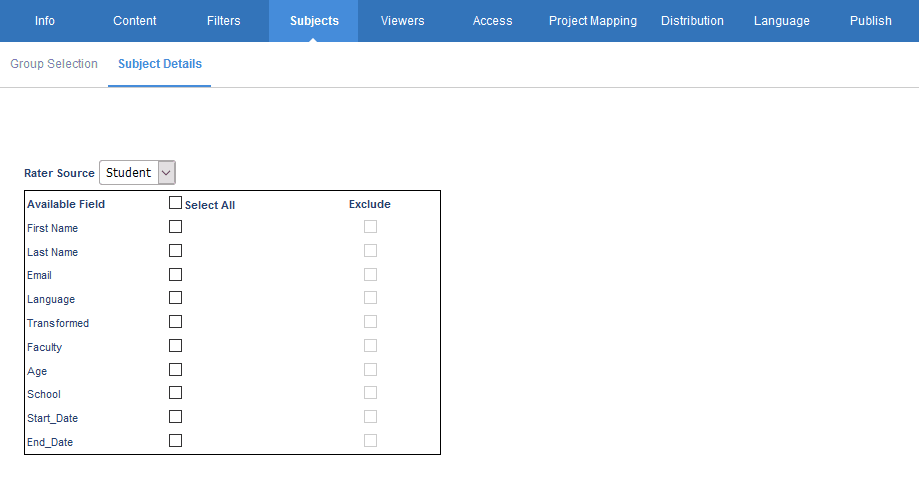 Select Subject Demographic Info for Report