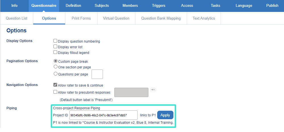 response pip piping key