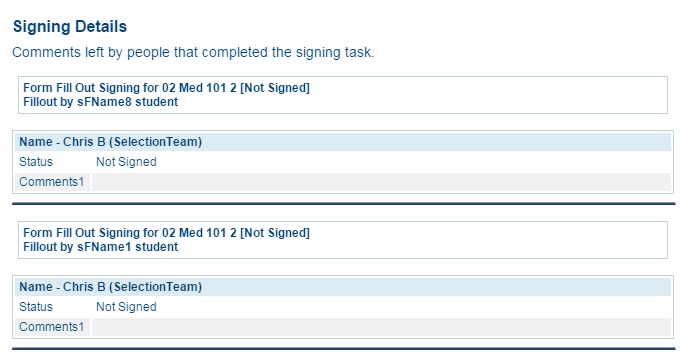 Signing info report block example
