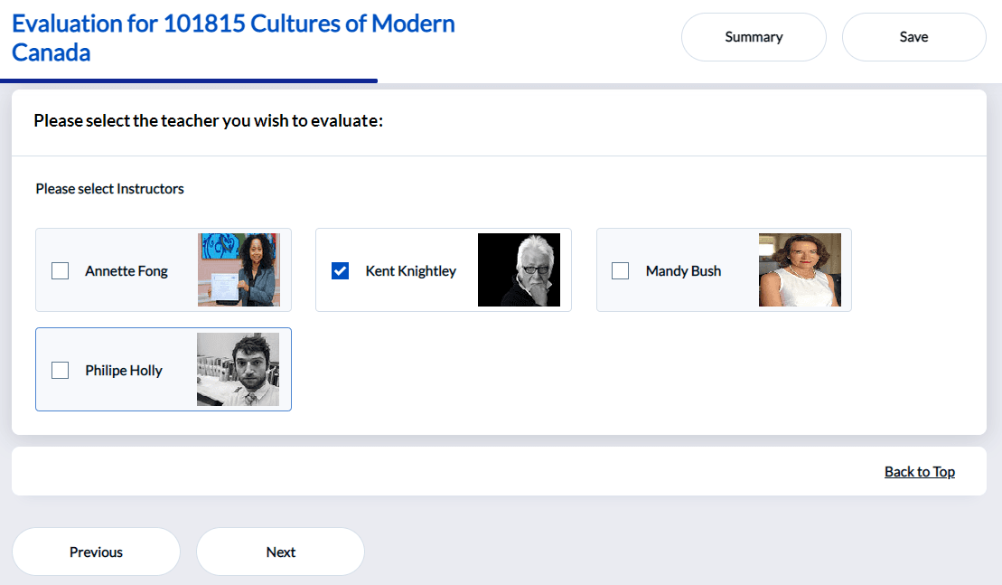 Section Title - Secondary Subject Selection display mode - questionnaire