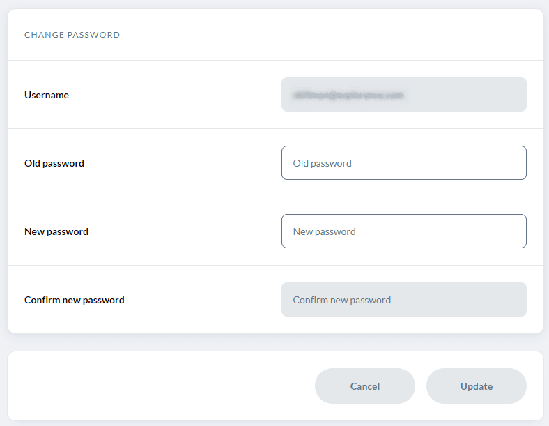 Profile security settings page