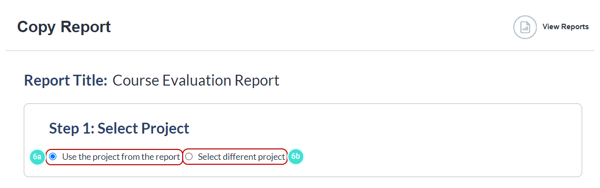 Copy report - report selection