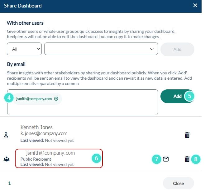 Select share from drop-down list