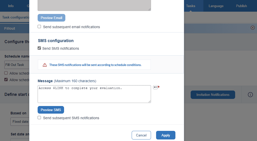 sms invitation creation