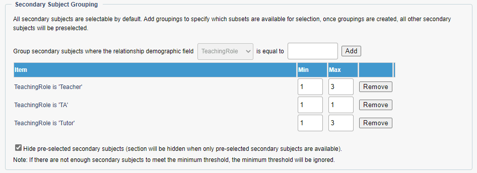 secondary subject group sectionselectfield