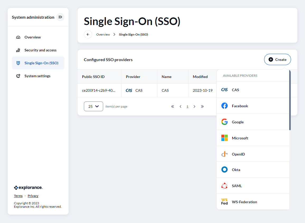 SSO Admin screenshot