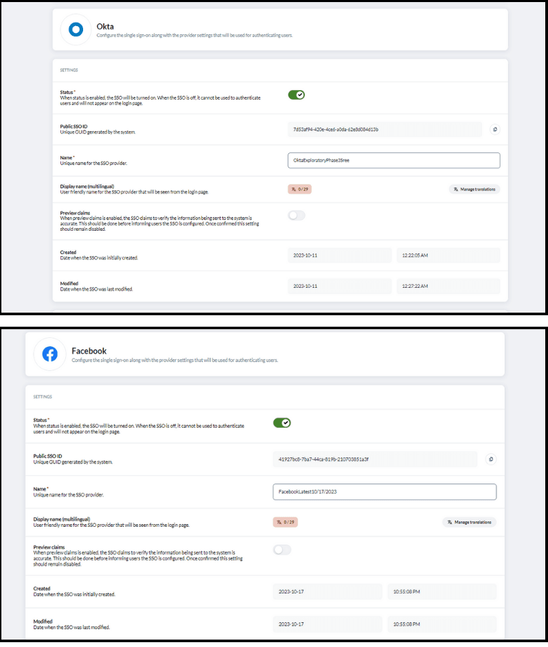 Single sign-on Okta and Facebook