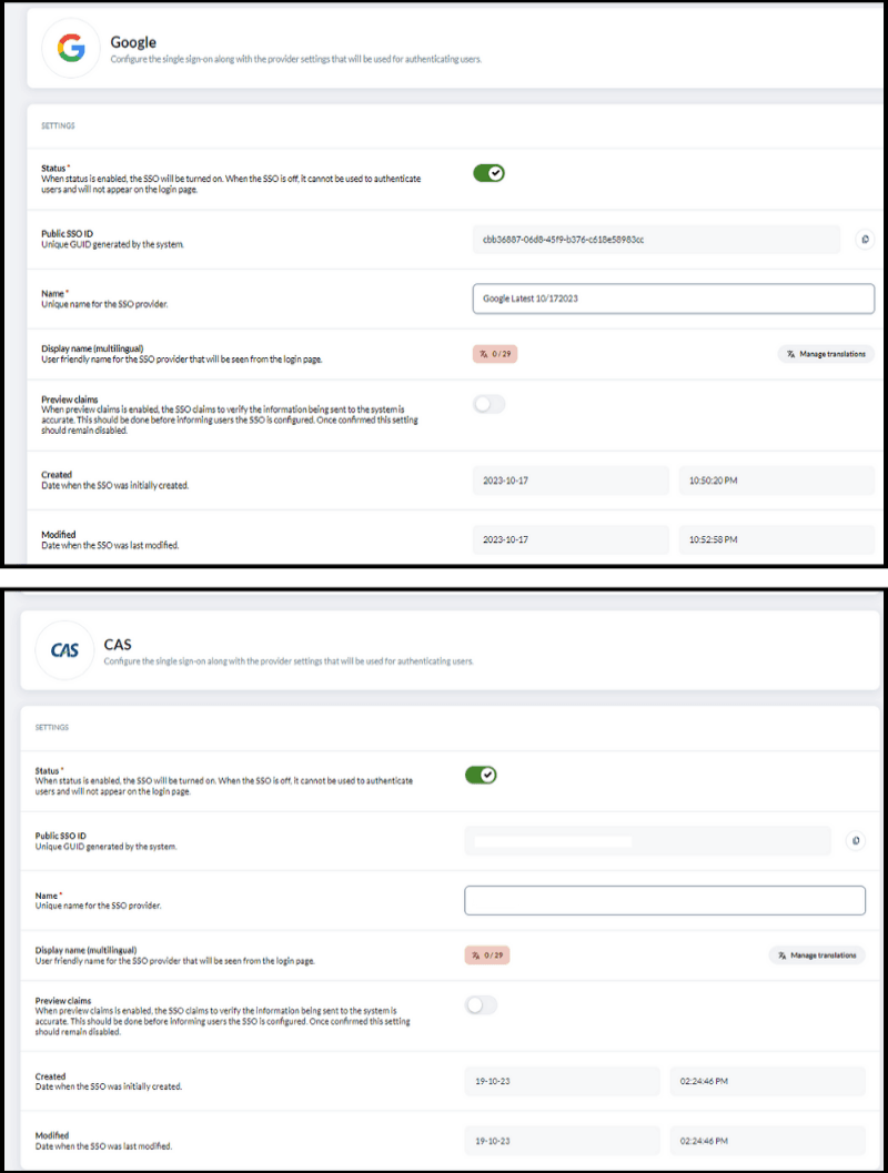Single sign-on Google and CAS