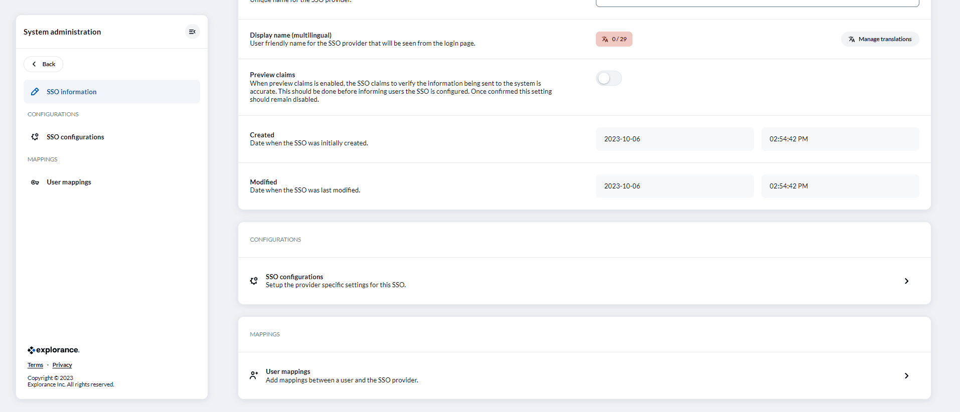 SSO information page
