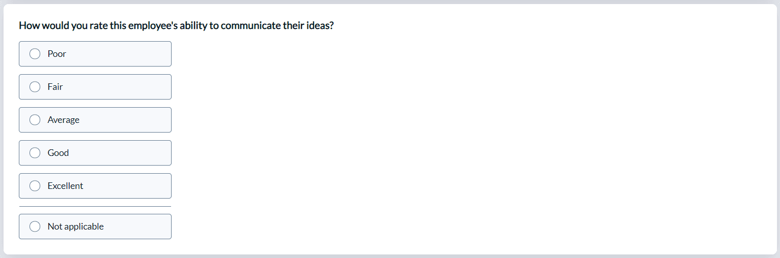 single selection question