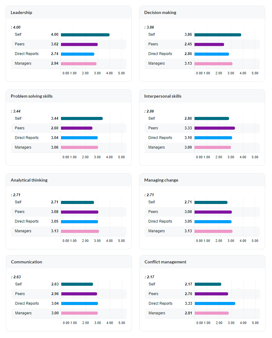 Summary results of competencies per rater group (version 2)