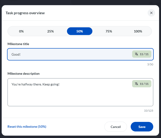 Task progress overview