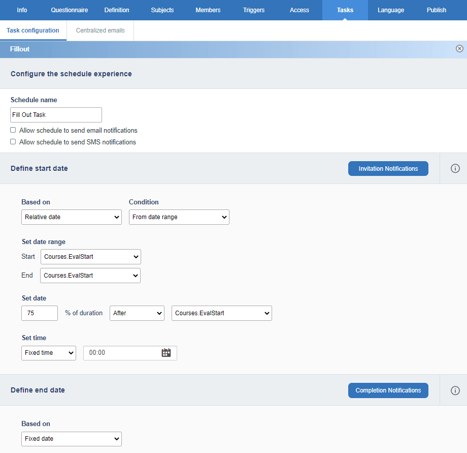 Configure the schedule experience