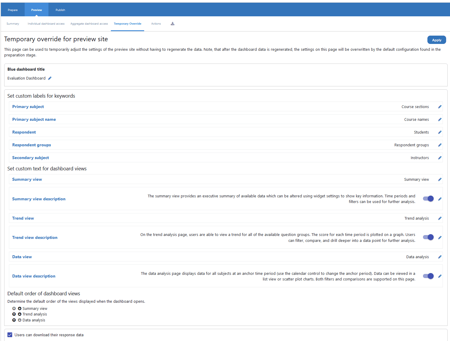 Temporary override for preview site