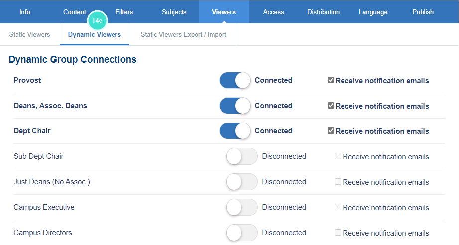 Connect dynamic report viewers