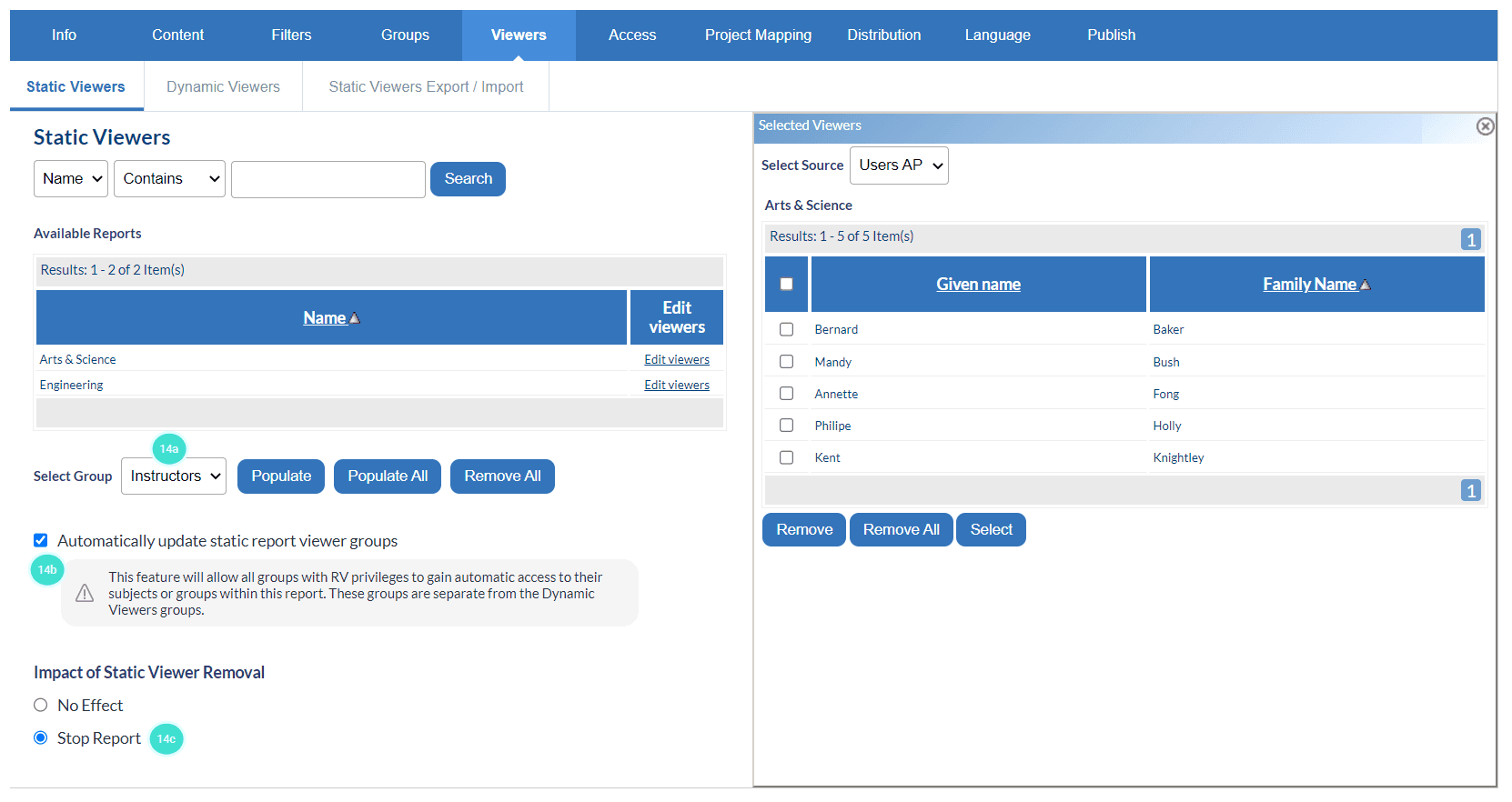 Populate teacher's report reviewer group