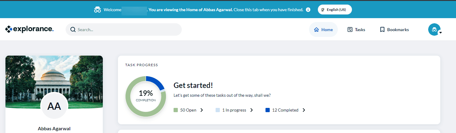 Blue banner indicates viewing only mode