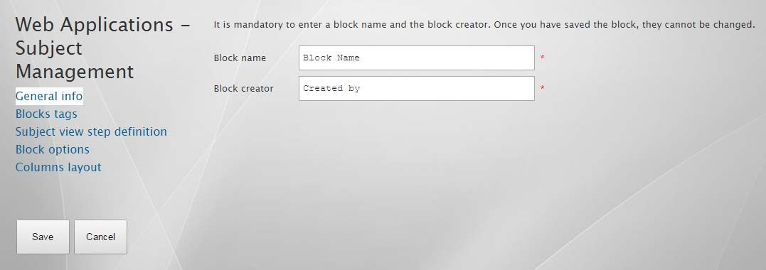 General info subject block